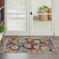 Nourison Aloha Indoor/Outdoor Navy Multicolor 2'8