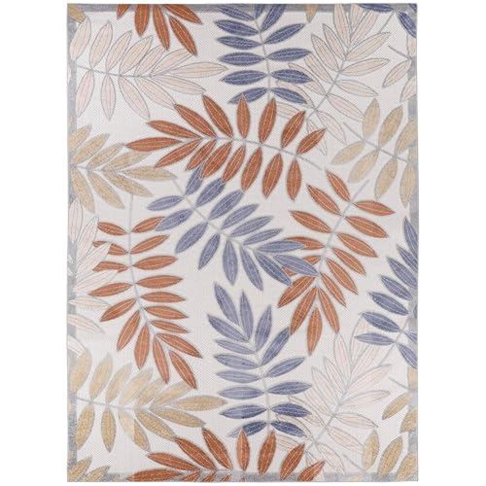 Nourison Aloha Indoor/Outdoor Blue Mocha 9' X 12' Area Rug  Easy Cleaning  Non Shedding  Bed Room  Living Room  Dining Room  Backyard  Deck  Patio (9X12)