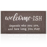 Jjuuyou Large Welcome Mats Funny Front Door Mat Outdoor With Anti Slip Rubber Backing Doormat Indoor Welcomeish Depends Who You