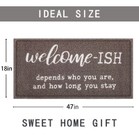 Jjuuyou Large Welcome Mats Funny Front Door Mat Outdoor With Anti Slip Rubber Backing Doormat Indoor Welcomeish Depends Who You