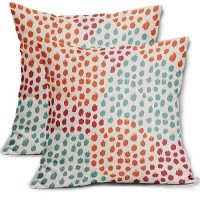 Blue Orange Red Pillow Covers 18X18 Set Of 2 Fall Colored Art Dot Decorative Throw Pillows Trendy Print Outdoor Pillowcase Holid