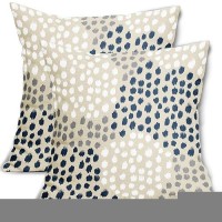 Blue White Pillow Covers 18X18 Set Of 2 Boho Gray Polka Dot Throw Pillows Modern Trendy Print Decorative Outdoor Farmhouse Pillo