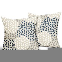 Blue White Pillow Covers 18X18 Set Of 2 Boho Gray Polka Dot Throw Pillows Modern Trendy Print Decorative Outdoor Farmhouse Pillo