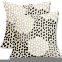 Black White Pillow Covers 18X18 Set Of 2 Boho Gray Polka Dot Throw Pillows Modern Trendy Print Decorative Outdoor Farmhouse Pill