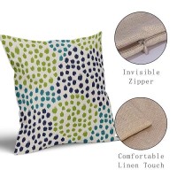 Blue Green Teal Pillow Covers 18X18 Set Of 2 Boho Dot Print Summer Decorative Throw Pillows Outdoor Modern Art Trendy Pillowcase