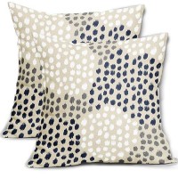 Navy White Pillow Covers 18X18 Set Of 2 Boho Gray Polka Dot Throw Pillows Modern Trendy Print Decorative Outdoor Farmhouse Pillo