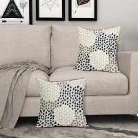 Navy White Pillow Covers 18X18 Set Of 2 Boho Gray Polka Dot Throw Pillows Modern Trendy Print Decorative Outdoor Farmhouse Pillo