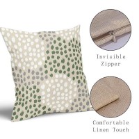 Sage Green White Pillow Covers 16X16 Set Of 2 Boho Gray Polka Dot Throw Pillows Modern Trendy Print Decorative Outdoor Farmhouse