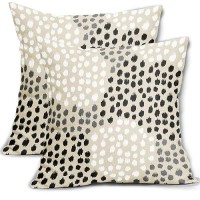 Black White Pillow Covers 16X16 Set Of 2 Boho Gray Polka Dot Throw Pillows Modern Trendy Print Decorative Outdoor Farmhouse Pill