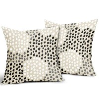 Black White Pillow Covers 16X16 Set Of 2 Boho Gray Polka Dot Throw Pillows Modern Trendy Print Decorative Outdoor Farmhouse Pill