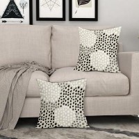 Black White Pillow Covers 16X16 Set Of 2 Boho Gray Polka Dot Throw Pillows Modern Trendy Print Decorative Outdoor Farmhouse Pill