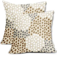 Brown White Pillow Covers 16X16 Set Of 2 Boho Gray Polka Dot Throw Pillows Modern Trendy Print Decorative Outdoor Farmhouse Pill