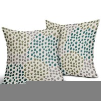 Teal Green Pillow Covers 16X16 Set Of 2 Boho Design Gray Polka Dot Throw Pillows Modern Art Trendy Print Decorative Outdoor Pill