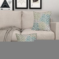 Teal Green Pillow Covers 16X16 Set Of 2 Boho Design Gray Polka Dot Throw Pillows Modern Art Trendy Print Decorative Outdoor Pill