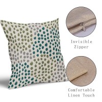 Teal Green Pillow Covers 16X16 Set Of 2 Boho Design Gray Polka Dot Throw Pillows Modern Art Trendy Print Decorative Outdoor Pill