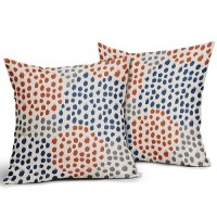 Blue Orange Pillow Covers 16X16 Set Of 2 Boho Design Gray Dot Throw Pillows Modern Trendy Fall Print Decorative Outdoor Pillowca