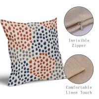 Blue Orange Pillow Covers 16X16 Set Of 2 Boho Design Gray Dot Throw Pillows Modern Trendy Fall Print Decorative Outdoor Pillowca