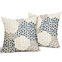 Blue White Pillow Covers 16X16 Set Of 2 Boho Gray Polka Dot Throw Pillows Modern Trendy Print Decorative Outdoor Farmhouse Pillo