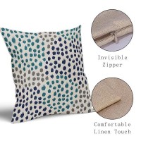 Navy Blue Teal Pillow Covers 18X18 Set Of 2 Boho Design Polka Dot Throw Pillows Modern Art Trendy Print Decorative Outdoor Pillo