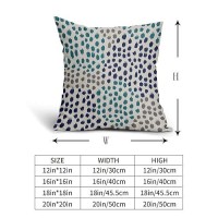 Navy Blue Teal Pillow Covers 18X18 Set Of 2 Boho Design Polka Dot Throw Pillows Modern Art Trendy Print Decorative Outdoor Pillo