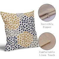 Blue Yellow Pillow Covers 16X16 Set Of 2 Boho Design Gray Polka Dot Throw Pillows Modern Art Trendy Print Decorative Outdoor Pil