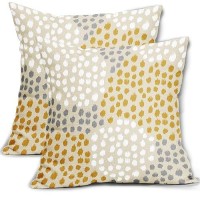 Yellow White Pillow Covers 20X20 Set Of 2 Boho Gray Polka Dot Throw Pillows Modern Trendy Print Decorative Outdoor Farmhouse Pil