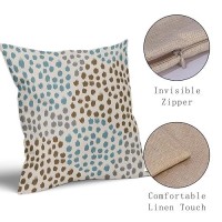 Brown Blue Pillow Covers 18X18 Set Of 2 Boho Design Gray Polka Dot Throw Pillows Modern Art Trendy Print Decorative Outdoor Pill