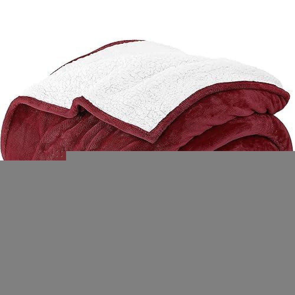 Utopia Bedding Sherpa Blanket California King Size Red 102X96 Inches 480Gsm Thick Warm Plush Fleece Reversible Blanket For