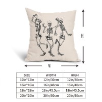 Halloween Skull Pillow Covers 20X20 Inch Set Of 2 Funny Skeleton Decorative Square Pillow Cases Vintage Pillow Covers Cotton Lin