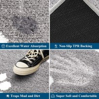 Vaukki Indoor Doormat Entryway Door Mat Non Slip Absorbent Mud Trapper Mats Lowprofile Inside Floor Mats Soft Washable Small