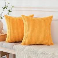 Otostar Decorative Throw Pillow Covers 16 X 16 Inch Soft Corduroy Cushion Covers Striped Solid Square Pillow Cases For Couch Bed