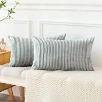 Otostar Corduroy Decorative Throw Pillow Covers 12 X 20 Inch Soft Striped Solid Pillow Covers Lumbar Cushion Case Couch Pillowca