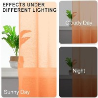 Jiuzhen Orange Sheer Curtains 84 Inches Long Grommet Semi Transparent Light Filtering Window Drapes For Bedroom Living Room 5