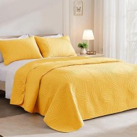 Exclusivo Mezcla Queen Quilt Bedding Set Lightweight Yellow Quilts Queen Full Size For All Seasons Soft Microfiber Bedspreads