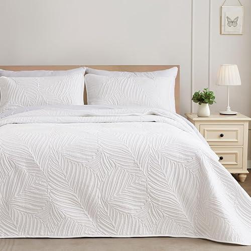 Exclusivo Mezcla Twin Quilt Bedding Set Lightweight White Quilts Twin Size For All Seasons Soft Microfiber Bedspreads Coverlet