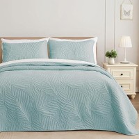 Exclusivo Mezcla Queen Quilt Bedding Set Lightweight Aqua Blue Quilts Queen Full Size For All Seasons Soft Microfiber Bedsprea