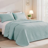 Exclusivo Mezcla Queen Quilt Bedding Set Lightweight Aqua Blue Quilts Queen Full Size For All Seasons Soft Microfiber Bedsprea