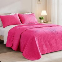 Exclusivo Mezcla Queen Quilt Bedding Set Lightweight Hot Pink Quilts Queen Full Size For All Seasons Soft Microfiber Bedspread