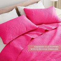 Exclusivo Mezcla Queen Quilt Bedding Set Lightweight Hot Pink Quilts Queen Full Size For All Seasons Soft Microfiber Bedspread