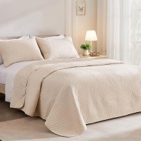 Exclusivo Mezcla Queen Quilt Bedding Set Lightweight Brich Beige Quilts Queen Full Size For All Seasons Soft Microfiber Bedspr