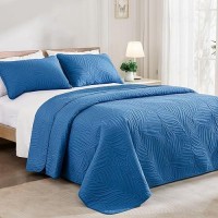 Exclusivo Mezcla King Size Quilt Bedding Set Lightweight Royal Blue Quilts King Size For All Seasons Soft Microfiber Bedspread