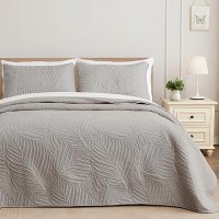 Exclusivo Mezcla Queen Quilt Bedding Set Lightweight Light Grey Quilts Queen Full Size For All Seasons Soft Microfiber Bedspre