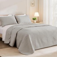 Exclusivo Mezcla Queen Quilt Bedding Set Lightweight Light Grey Quilts Queen Full Size For All Seasons Soft Microfiber Bedspre