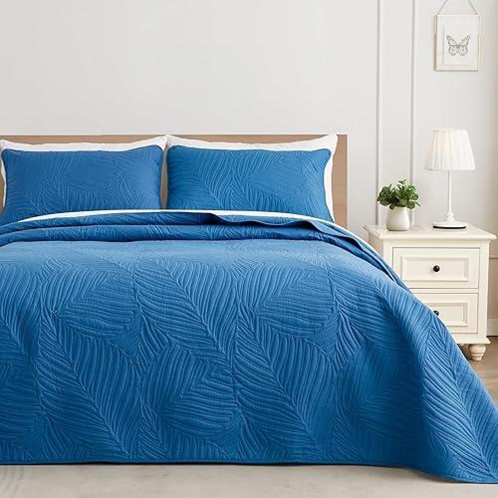 Exclusivo Mezcla Queen Quilt Bedding Set Lightweight Royal Blue Quilts Queen Full Size For All Seasons Soft Microfiber Bedspre