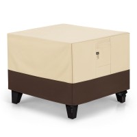 Arcedo Square Outdoor Ottoman Cover, Waterproof Coffee Table Cover, Durable Patio Side Table Cover, Patio Ottoman Cover For Outdoor Furniture, 32L X 32W X 18H, Beige And Brown