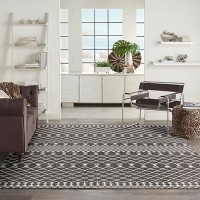 Nourison Positano Indooroutdoor Black 9 X 12 Area Rug Easy Cleaning Non Shedding Bed Room Living Room Dining Room Backy