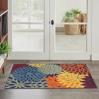 Nourison Aloha Indoor-Outdoor Navy Multicolor 2'8