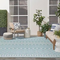 Nourison Positano Indooroutdoor Aqua 9 X 12 Area Rug Easy Cleaning Non Shedding Bed Room Living Room Dining Room Backya