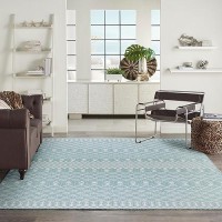 Nourison Positano Indooroutdoor Aqua 9 X 12 Area Rug Easy Cleaning Non Shedding Bed Room Living Room Dining Room Backya