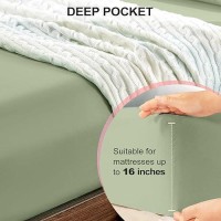 Freshculture Queen Fitted Sheet Only 2 Pack - Hotel Quality Fitted Sheet Queen Size - Ultra Soft & Breathable - Brushed Microfiber - Deep Pocket - Cooling Fitted Sheets For Queen Size Bed (Sage Green)